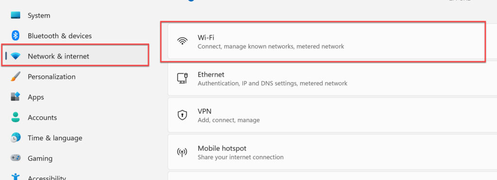 Network & internet > Wi-Fi