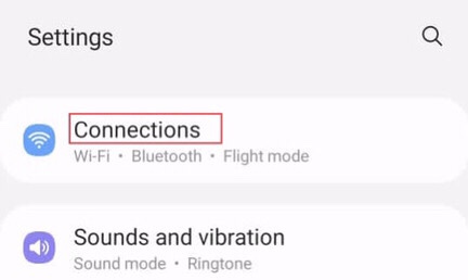 To set up Data Saver on Samsung Galaxy phones, select the ”Connections” from the setting menu.