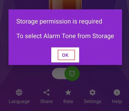 Now to permit the app access to storage, tap “OK.”