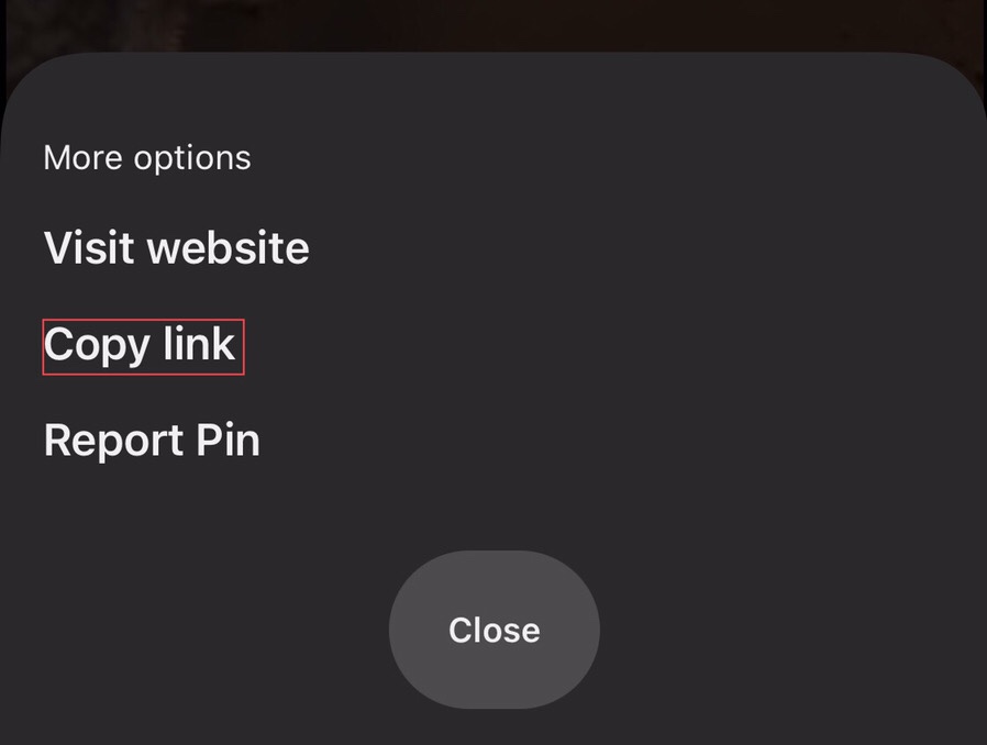 Now copy the video link by tapping on the “Copy link.”