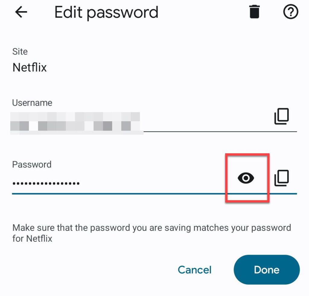 View Netflix password on your phone