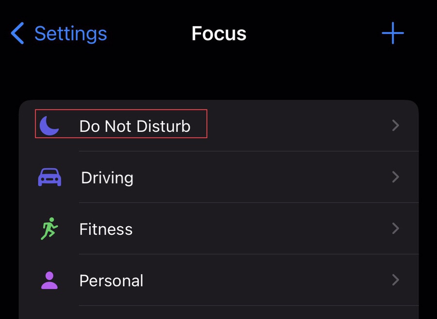 Now tap on the “Do Not Disturb.” 