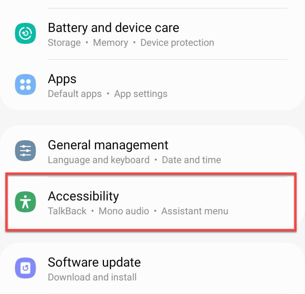 Go to Accessibility settings