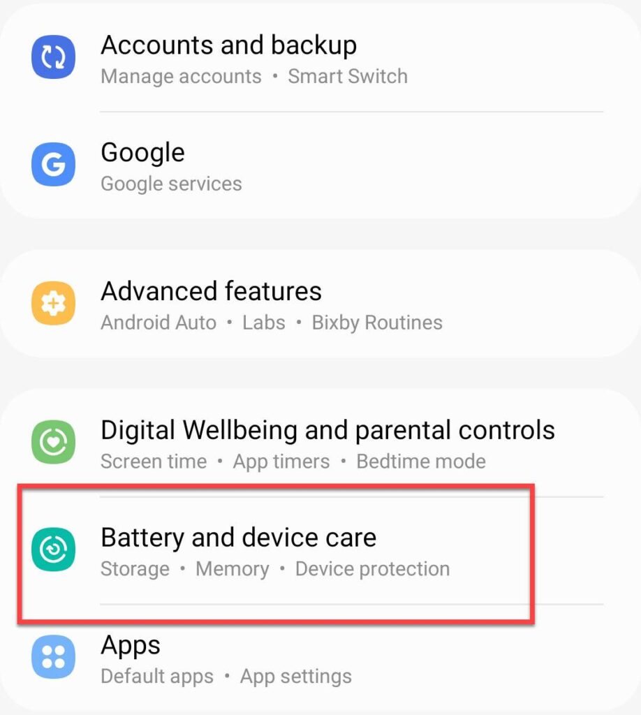 Navigate to Battery and device care
