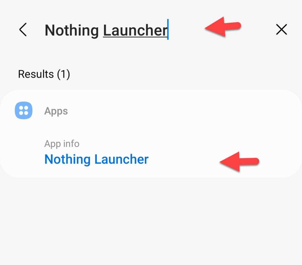 Search for Nothing Launcher in Settings