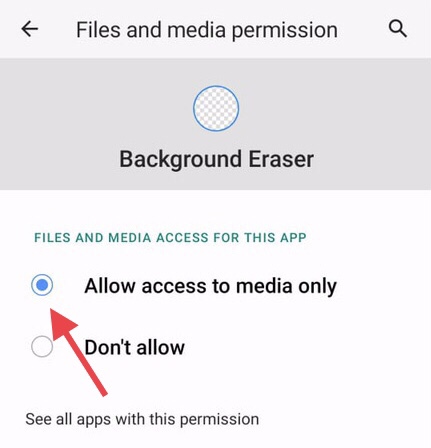 To permit the app access to the storage of your device, tap on “Allow access to media only.”