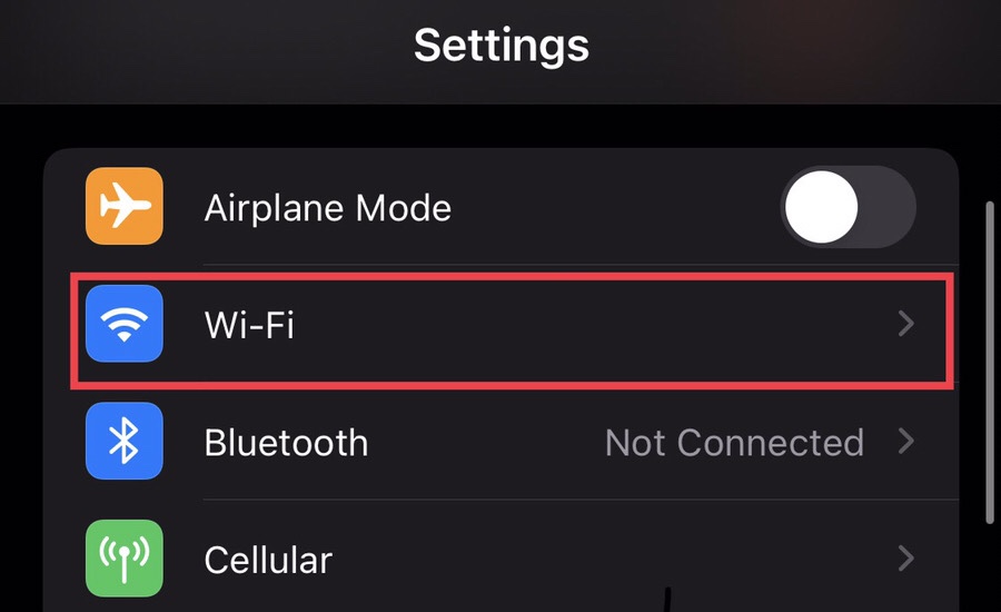 Choose “Wi-Fi” from the settings app.