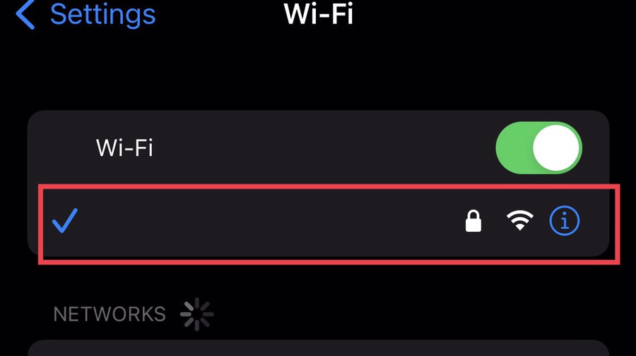 Now tap on the connected “Wi-Fi Network.”​
