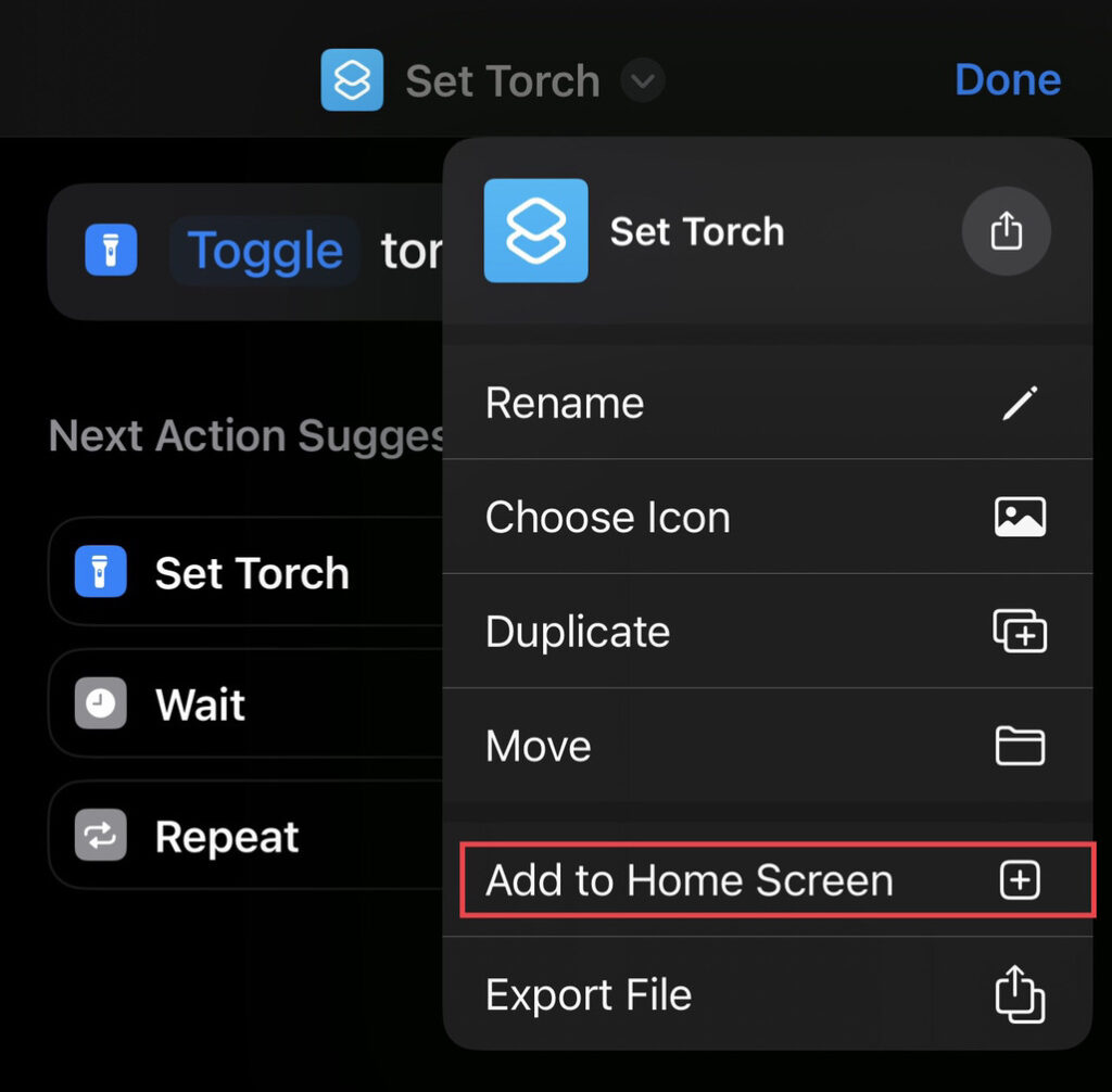 Tap on the "Add to Home Screen" option to add the shortcut on the screen of your phone.