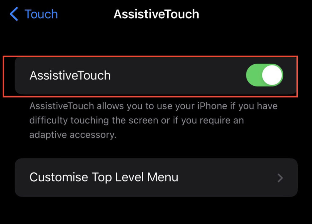 Tap to turn on "Assistive Touch."