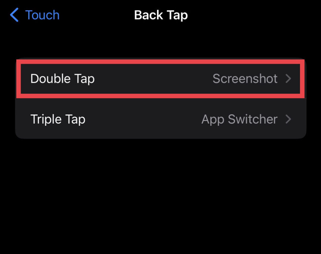 Select the "Double Tap" option.