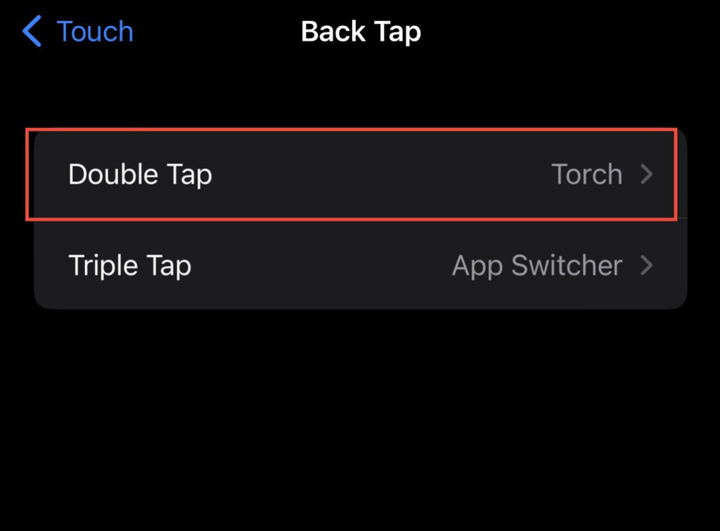 Select the "Double Tap" option. 