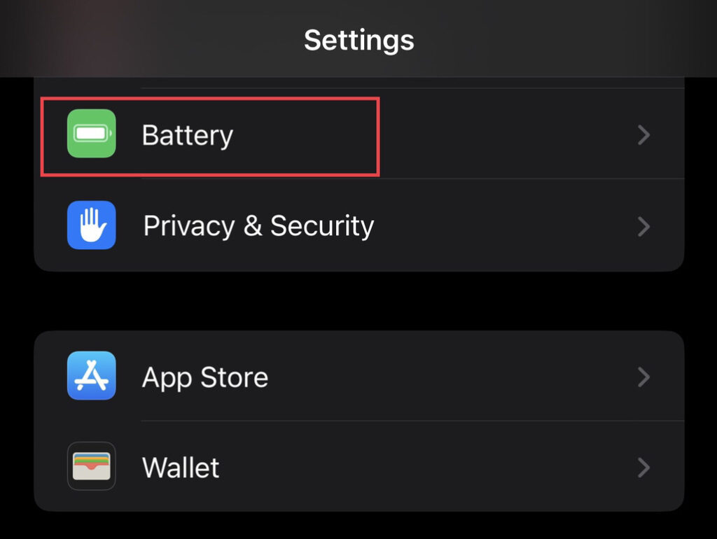 Then select the "Battery" option.