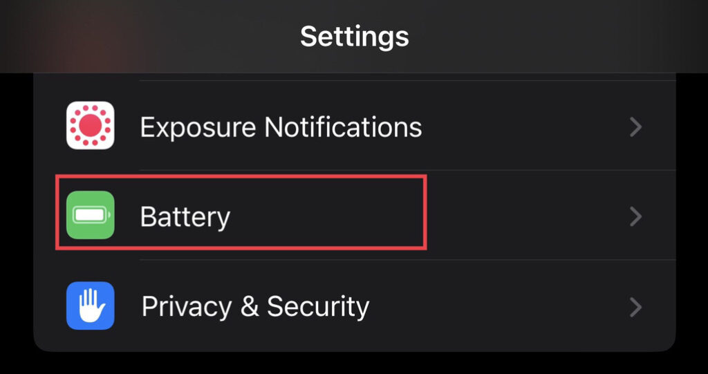Open the settings and choose "
Battery"