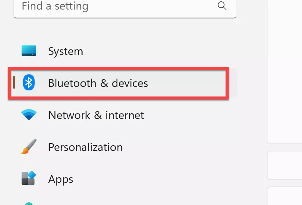 Bluetooth & devices in Settings