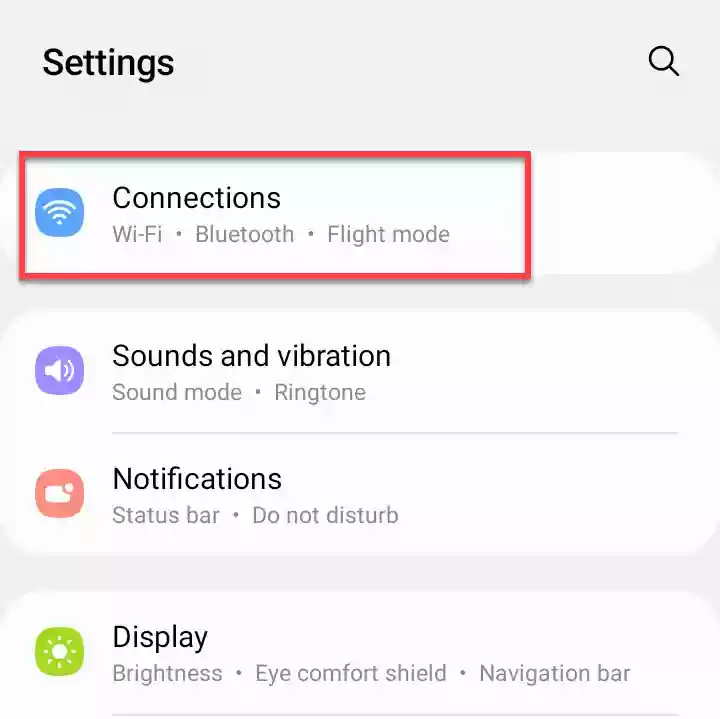 Connections in Settings