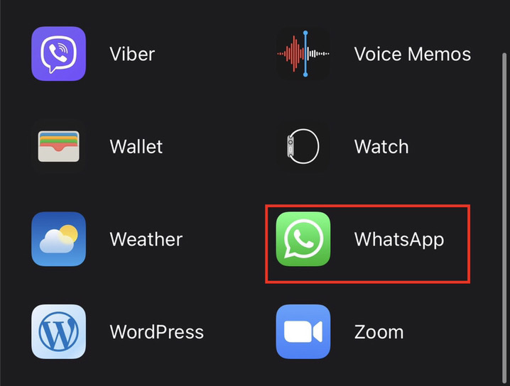 Now choose the "WhatsApp" app.