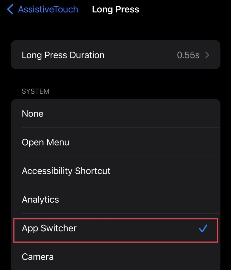 Select the "App Switcher" option.
