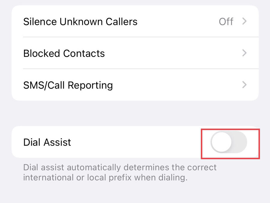 Now to tap to turn off the "Dial Assist" on your device.