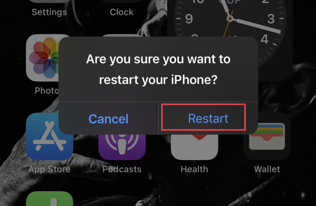 Now select "Restart" for confirmation.