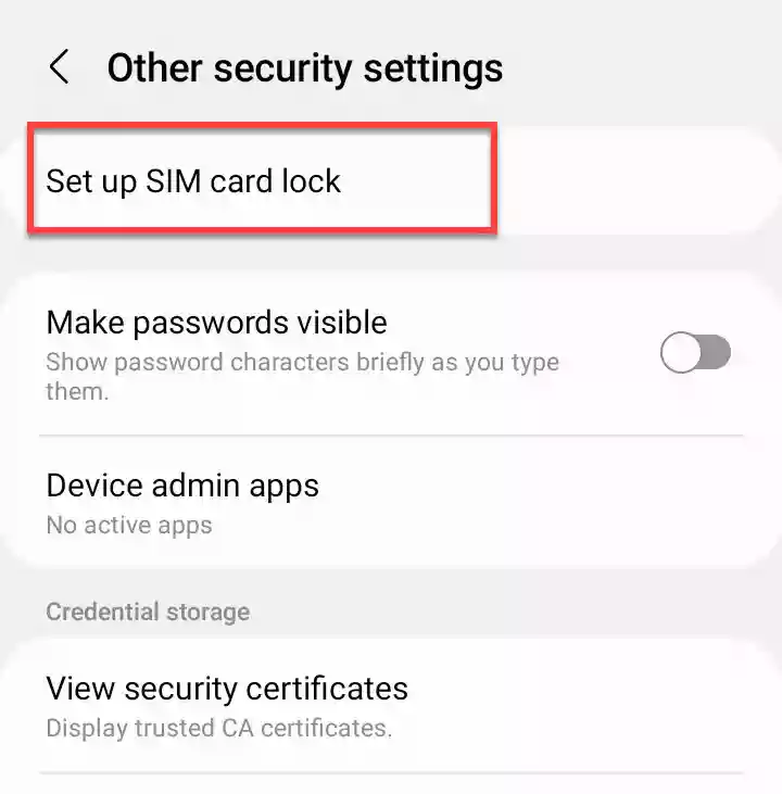 Set up SIM card lock