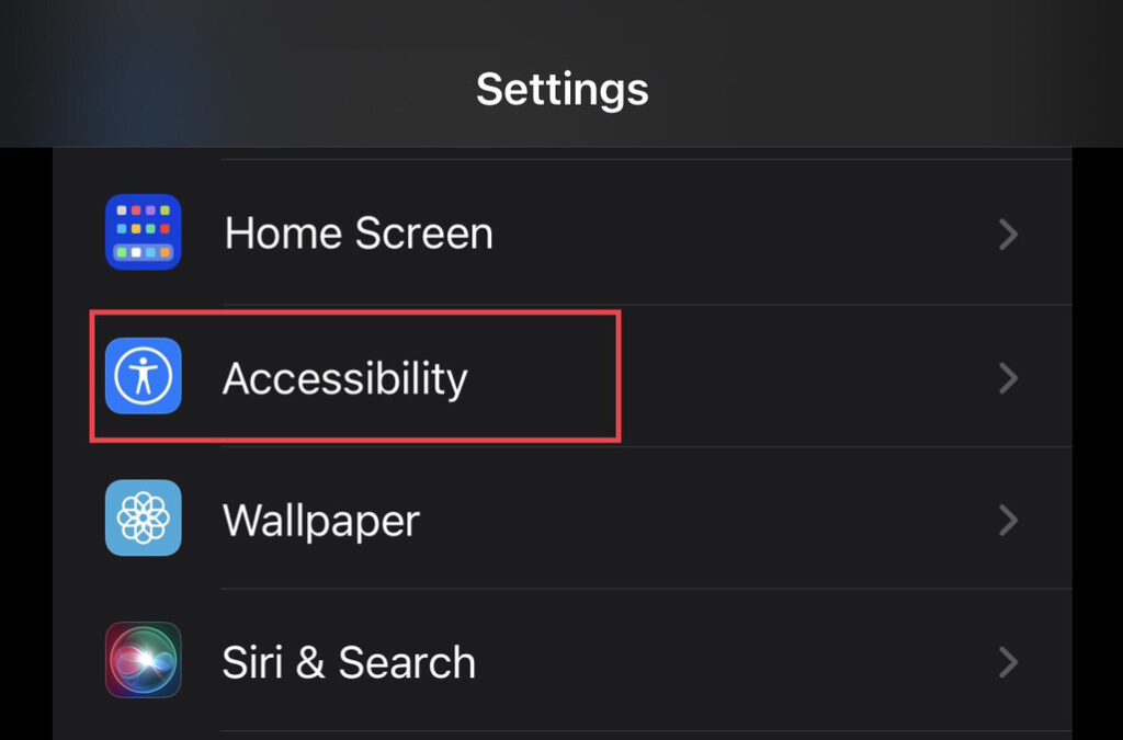 Tap on the "Accessibility" option.