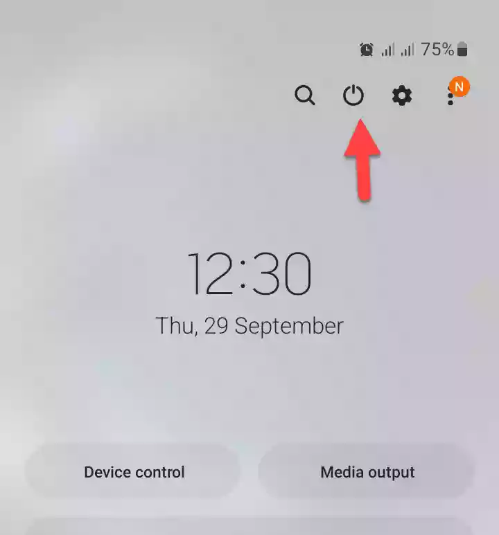 Power icon in Quick Settings