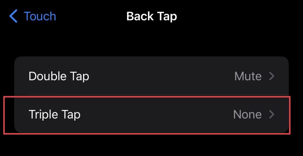 Then select the "Triple Tap" option. 