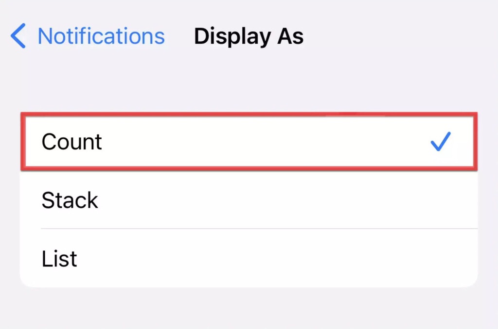 To show notifications count on iPhone (iOS 16), select the “Count” format.