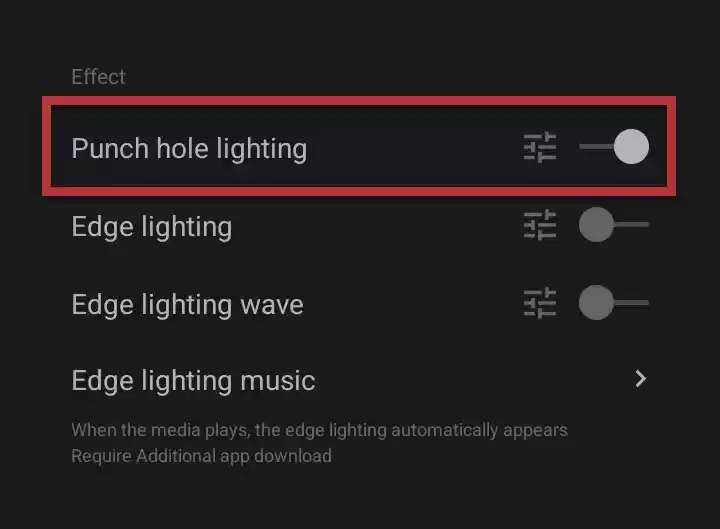 Enable Punching hole lighting