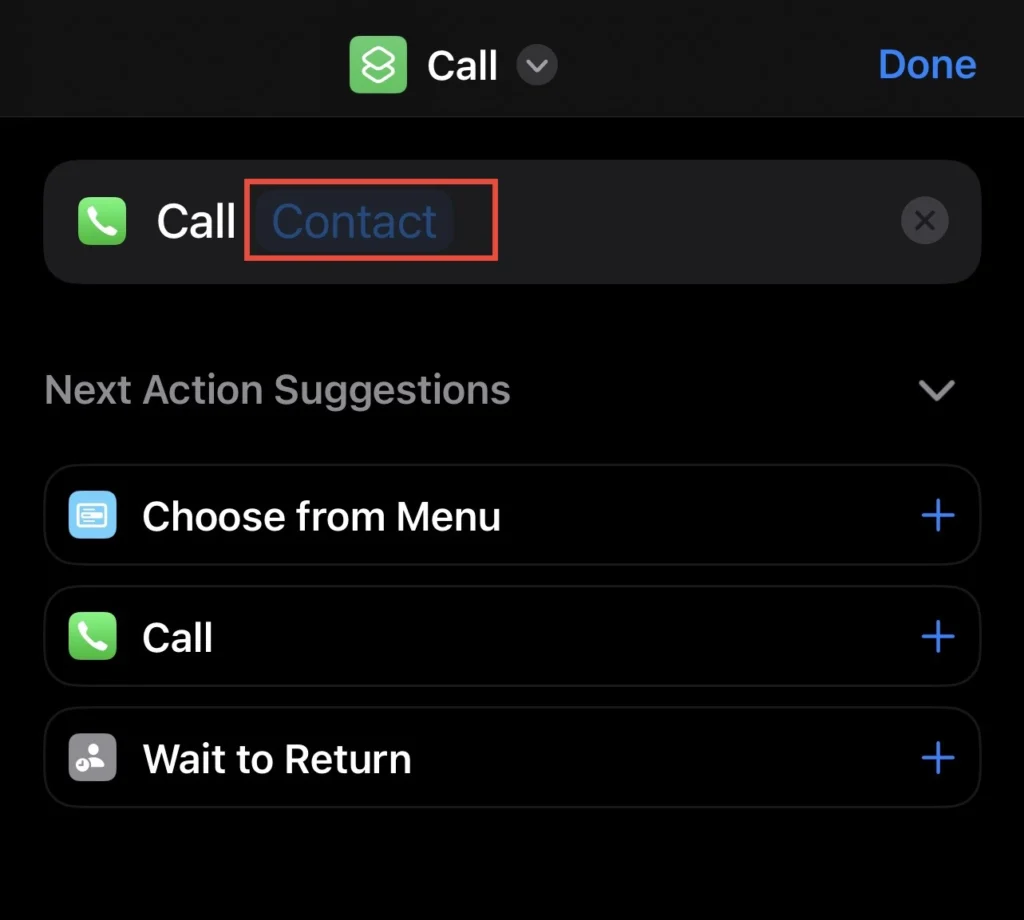 To add a specific contact tap on the "Contact" option.