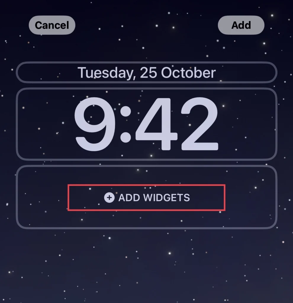 Tap on the "Add Widgets" option.
