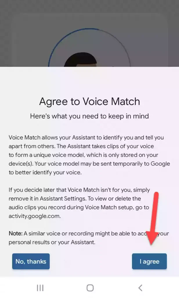 Agree to Voice Match