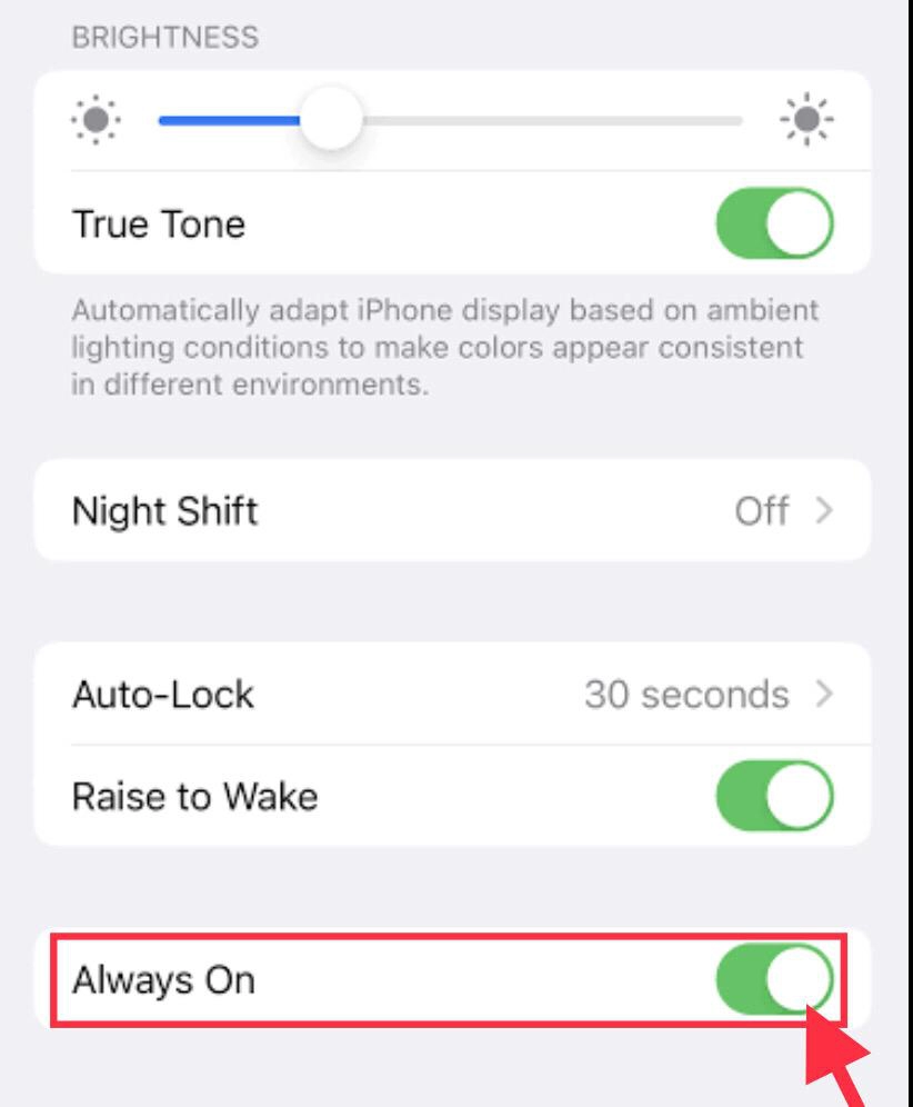 Toggle on the "Always On" display feature.