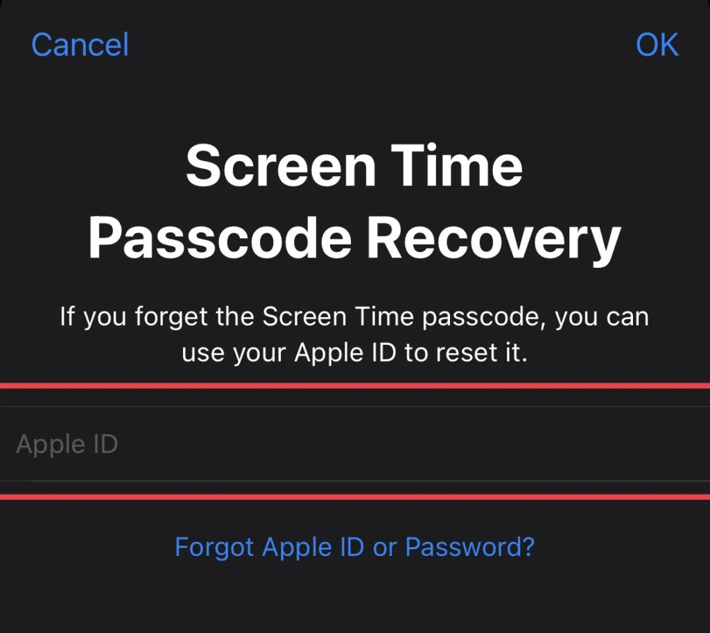 You will be required to enter your apple id account if you forget your your password then thorogh the apple account you can recover your password.