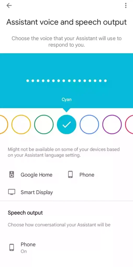 Google Assistant Voice and Gender in your Samsung S22 by choosing the available voice here