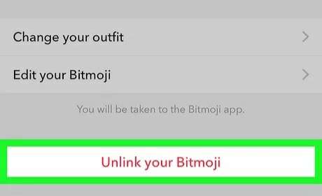 Tap on "Unlink your Bitmoji "