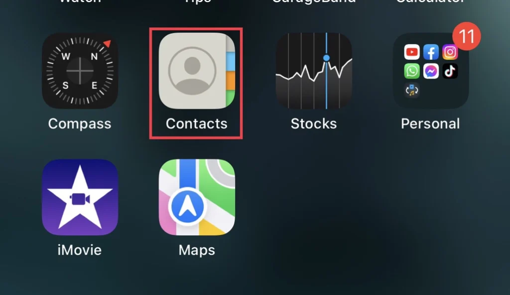 Open the "Contact" app on your device.