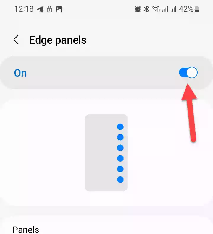 Enable Edge panels by toggling the button on