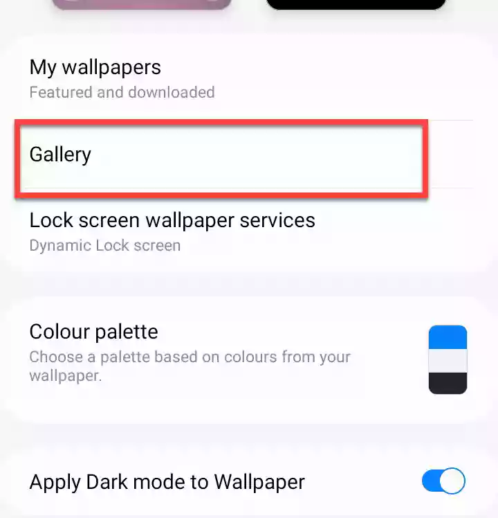 Select Gallery to select your own video as wallpaper