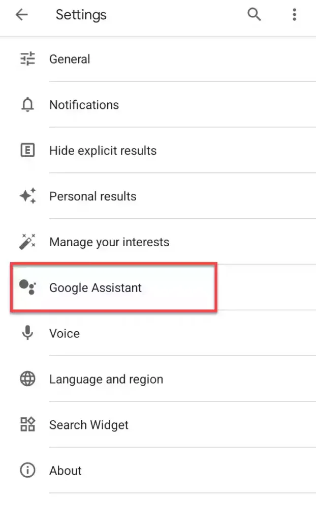 Select Google Assistant