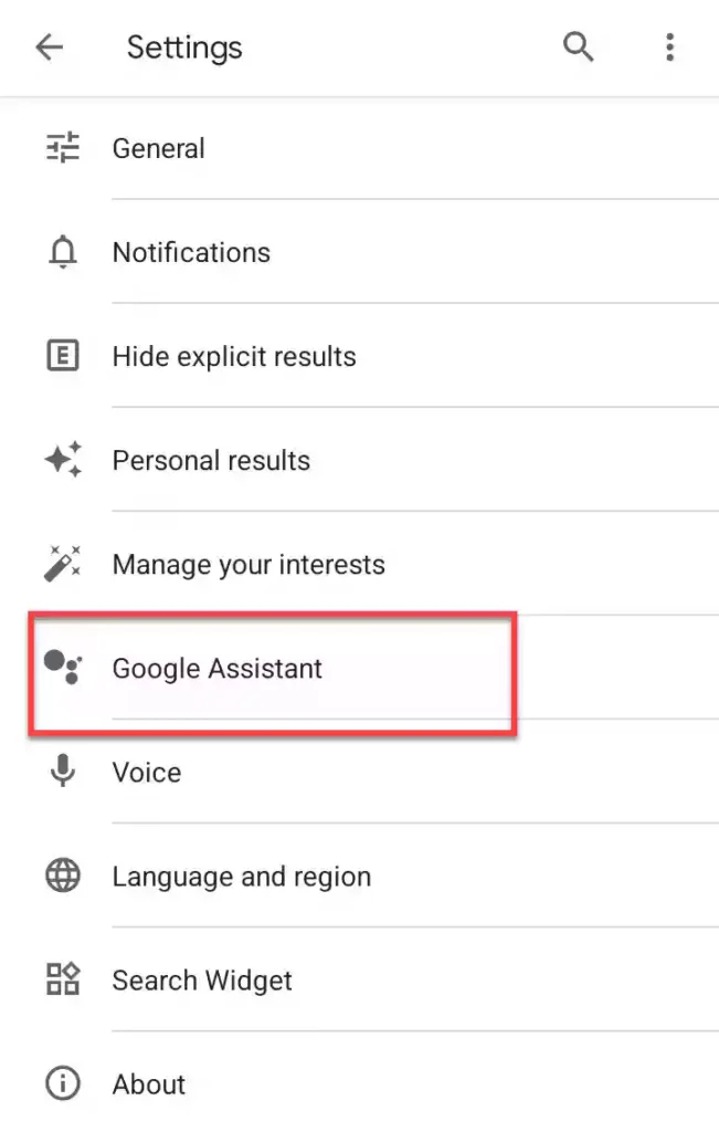 Go to Google Assistant