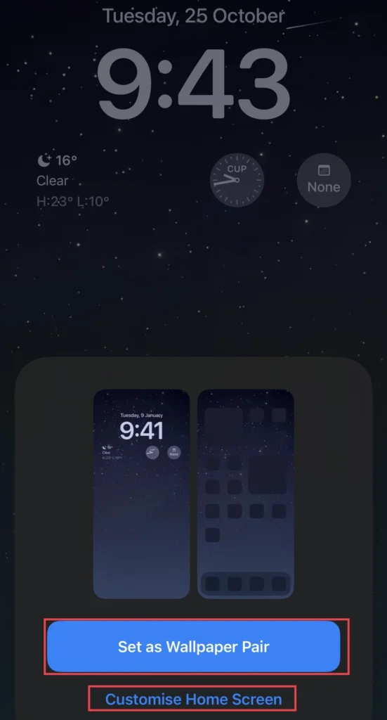 To set the wallpaper for both the home and lock screen, tap on "Set as Wallpaper Pair." If not, select "Customise Home screen."