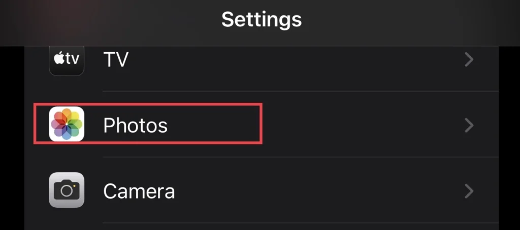 Go to settings and select photos.