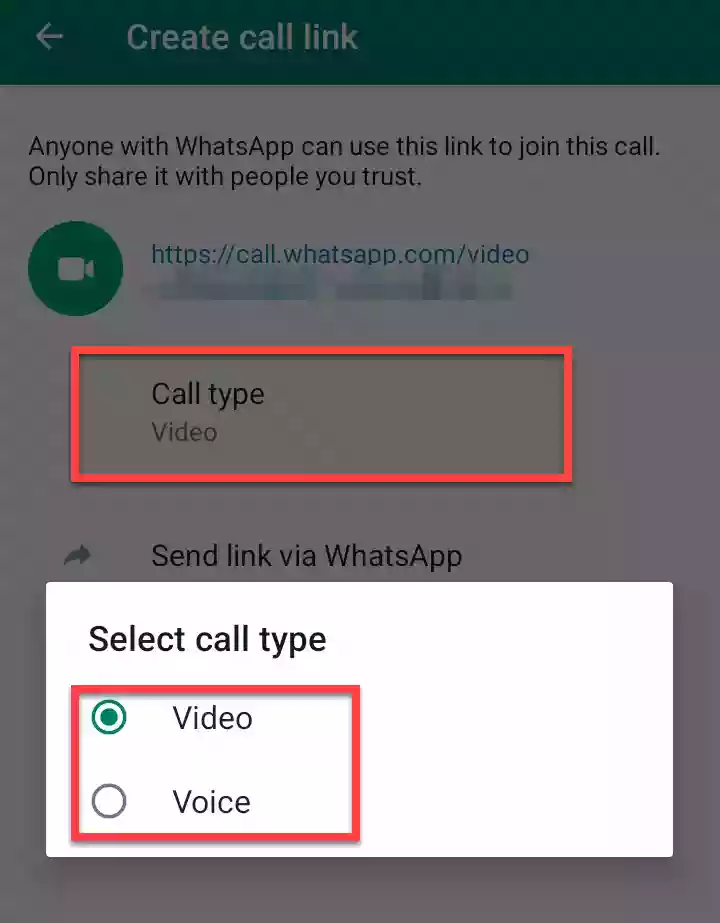 Select call type