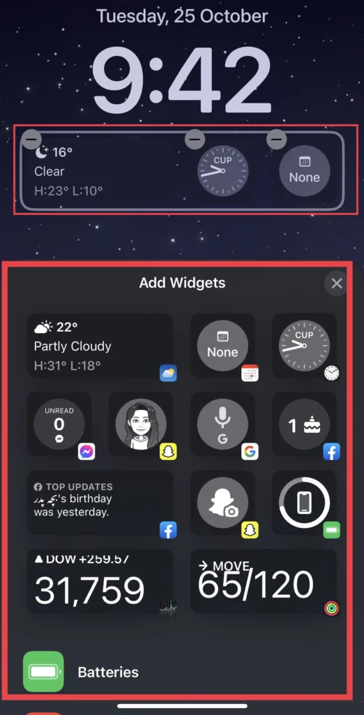 Select the widgets you want to add.