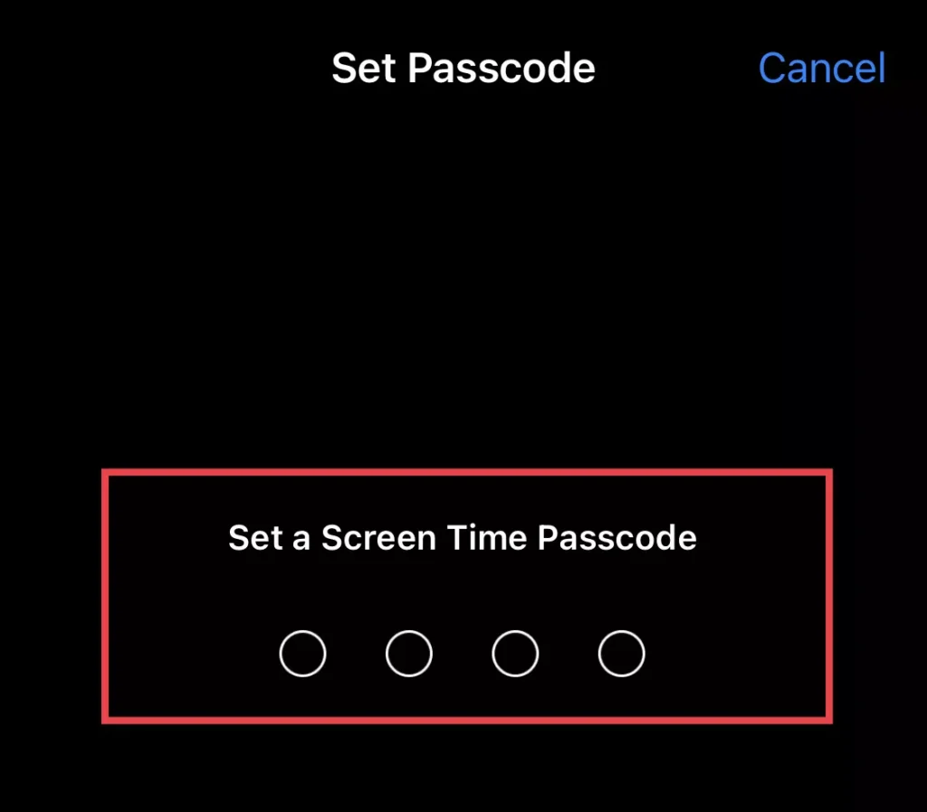Enter a password for the screen time.
