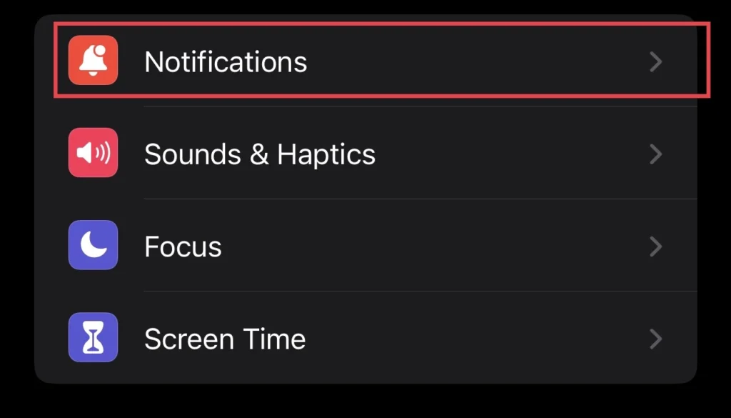 Open the settings and select "Notifications."