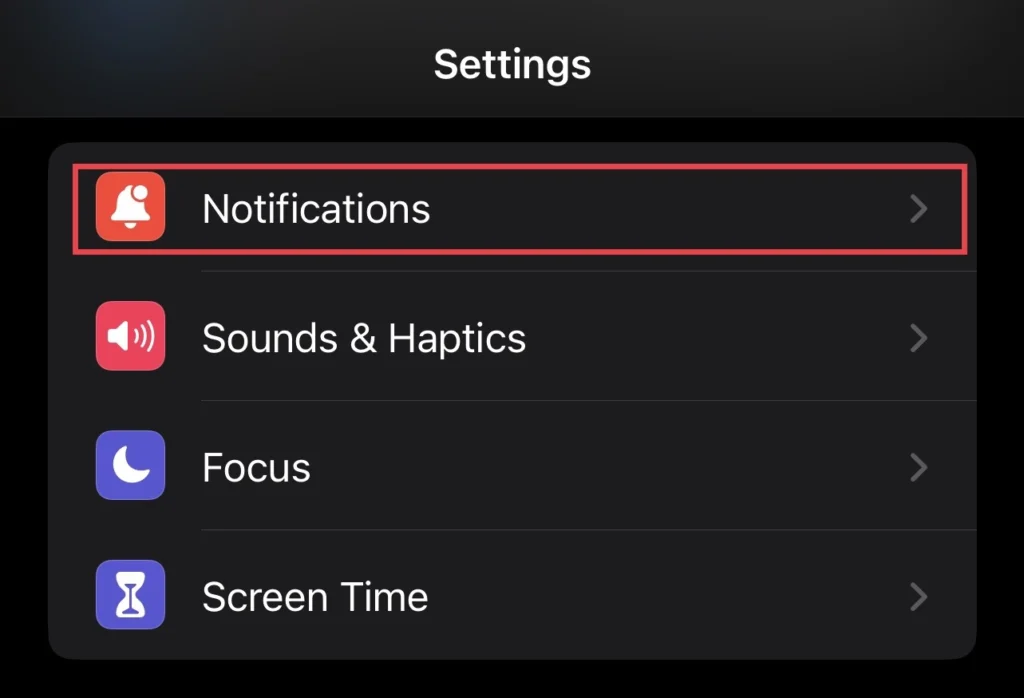 Select "Notification" from the settings menu.