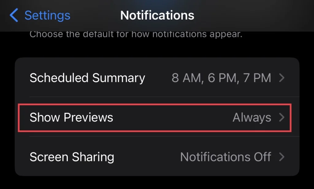 Select the "Show Preview" feature.